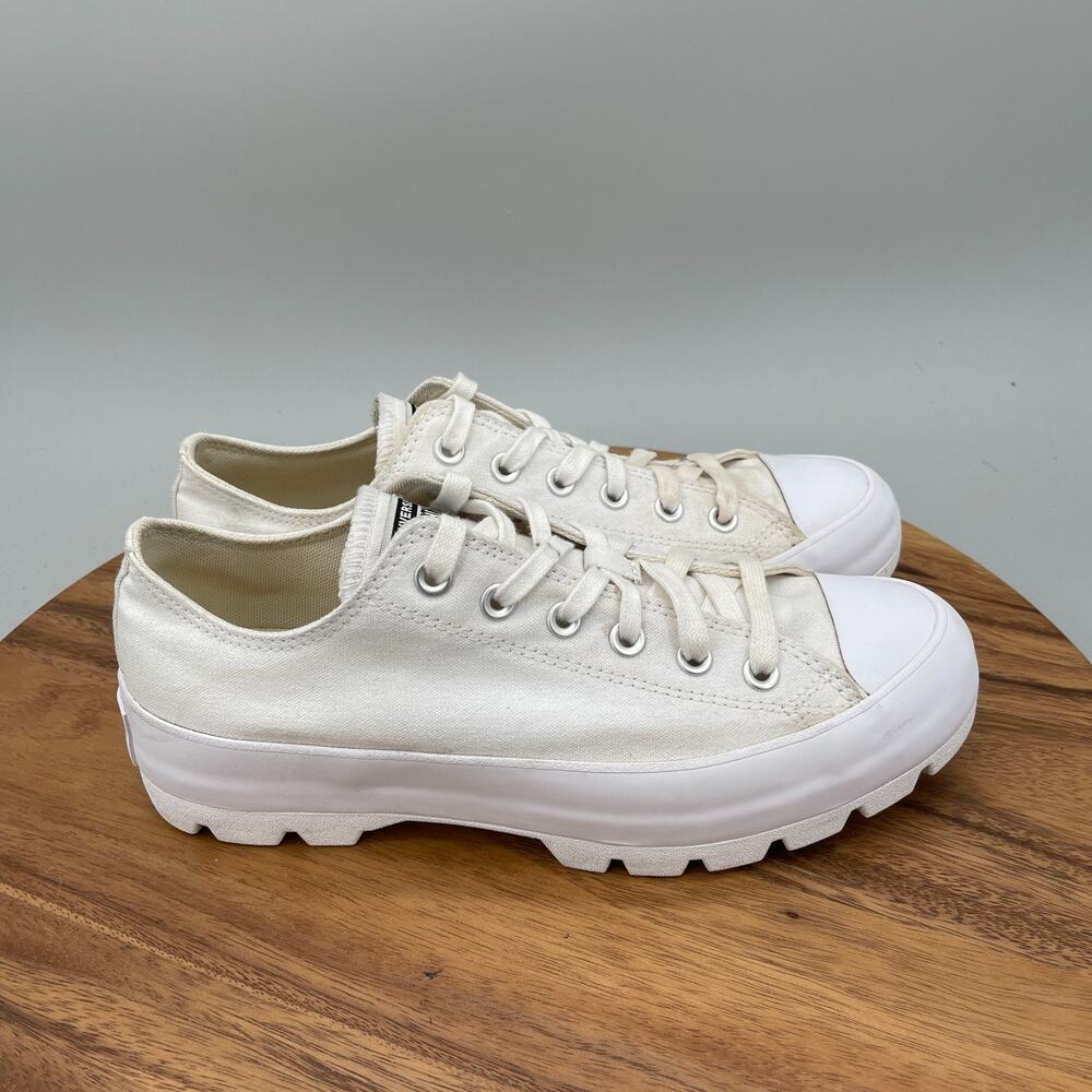 Converse All Star Low Shoes Womens 10 Triple White Lugged Walking Hiking Sneaker